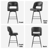 Karl Home Set Of 2 Brown PU Leather Bar Stools With Hollow Backrest, Iron Legs, Swivel - 2 of 4