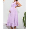 Womens Maternity Dress Cap Sleeve V Neck Ruffle Summer Casual Baby Shower Maxi Dresses - 3 of 4