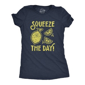 Womens Squeeze The Day T Shirt Funny Lemons Citrus Motivational Graphic Tee - Crazy Dog Women's T Shirt - 1 of 4