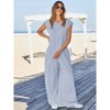 Imily Bela Womens Comfortable Summer Striped Short Sleeve Wide Leg Jumpsuit with Buttons Pockets for Beach Everyday - 4 of 4