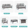 Sonkuki Patio Sofa Set with 45'' Fire Pit Table, All-Weather PE Rattan Wicker Patio Conversation Couch with Cushion - 3 of 4