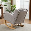 PAGED 27.2" Rocking Chair Modern High Backrest Accent Chair Reading Chair with Two Side Pockets for Living Room - 3 of 4