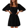 EXLURA Women's Lantern Sleeve Tie Back Summer Dress Ruffled Off Shoulder A-Line Vintage Mini Dress - 2 of 4
