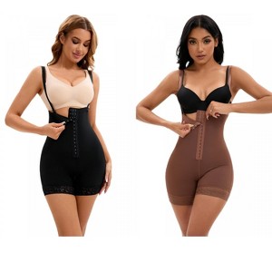 INSPIRE CHIC 2 Pcs Women's Cami Convertible Straps Tummy Control Front Hook Thigh Slimmers Body Shaper - 1 of 4