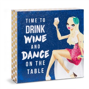 Pavilion Gift Company - Time to Drink - 4" x 4" Plaque - Wall Sign Panels - 1 of 3