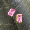 Pure Collection by Ross-Simons 1.20 ct. t.w. Emerald-Cut Lab-Grown Pink Sapphire Earrings in 18kt Gold Vermeil - 3 of 4