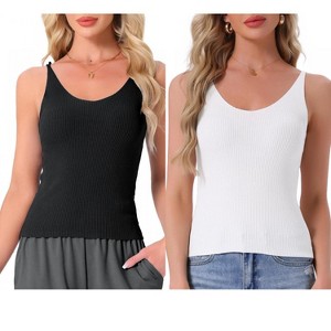 INSPIRE CHIC Womens 2 Pcs Loungewear Soft Cami Sleepshirts Pajama Shorts Sleeveless V-neck Tops - 1 of 4