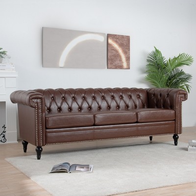 Upholstered 3 Seat/1 Seat Sofa Couches With Nailhead Accents, Scrolled ...