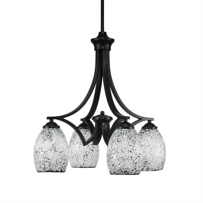 Toltec Lighting Zilo 4 - Light Chandelier in  Matte Black with 5" Black Fusion Shade