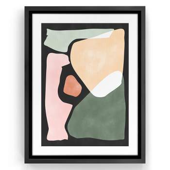 Americanflat - Mid Century Modern Geometric Pink And Green 1 by The Print Republic Floating Canvas Frame - Modern Wall Art Decor