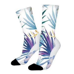 Dsane Watercolor White Parrots Women Printed Crew Socks Funny Funky Socks Soft Polyester Novelty Gifts for Artists Men - 1 of 1