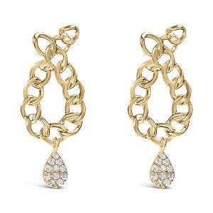 Haus of Brilliance 14K Yellow Gold Plated Silver 1/10 Cttw Diamond Chain Link Teardrop Earrings - 1 of 4