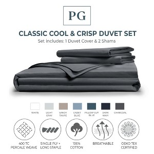 Classic Cool & Crisp 100% Cotton Percale Duvet Cover Set - 1 of 4