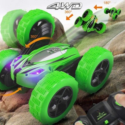 Angel Sar 360° Flip Stunt RC Car, 4WD Double-Sided Remote Control Race Car with 2.4GHz Control, Off-Road Toy for Kids Indoor Outdoor Play, Green
