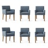 Set of 6 Upholstered Dining Chairs, Modern Linen Armchairs with Solid Wood Legs, Comfortable Accent Chairs for Dining Room & Kitchen-Maison Boucle - 2 of 4