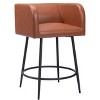 Zuo Modern Horbat Counter Stool,34.6" Height Brown Faux Leather & Steel – Modern Art Deco Style,Set of 2 - 2 of 4