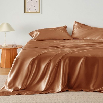 Satin Sheets Full - Similar to Silk Sheets, Silky Bedsheet, Luxury & Ultra Soft, Non-Fading & Wrinkle Free, Good for Hair & Skin, Gifts for Women, 4 P