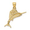 Black Bow Jewelry 14k Yellow Gold Small Satin and Diamond Cut Sailfish Pendant - 3 of 4