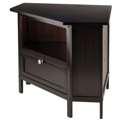 Transitional Espresso Corner TV Stand with Cabinet - Fits up to 27" TVs