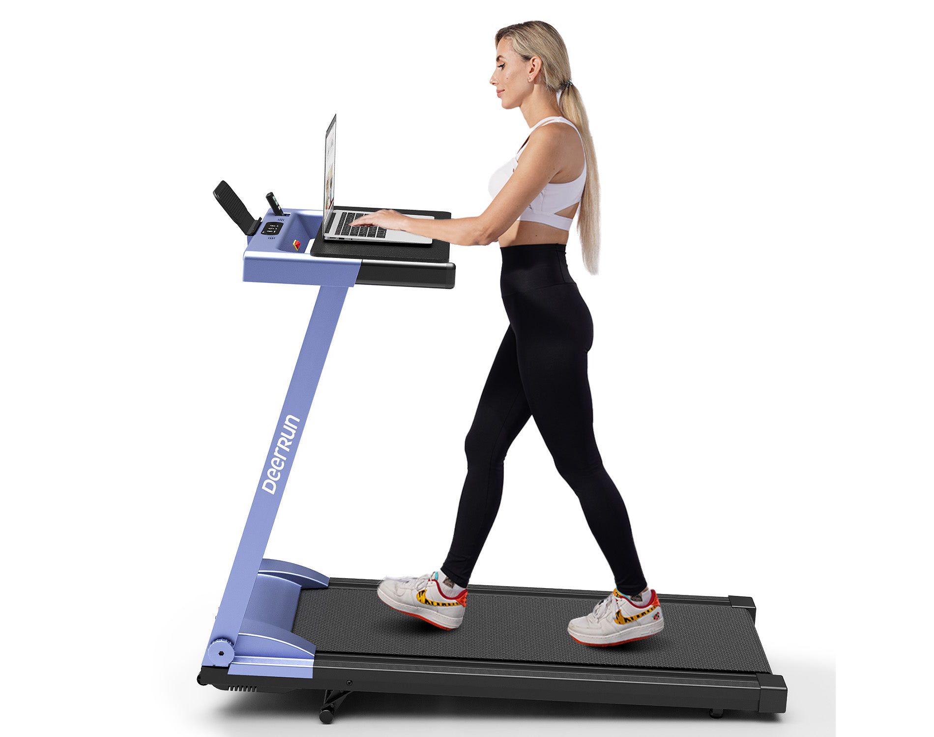 DeerRun A1 6% Incline Walking & Running Treadmill with Handrails, 0.6–7.5 MPH, 300 lb Capacity for Home Fitness