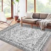 Large Area Rug 9x12 for Living Room,Vintage Floral Distressed Carpet Indoor Soft Non Slip Rug Washable Bedroom Rug for Bedroom Home Office,Grey - 2 of 4
