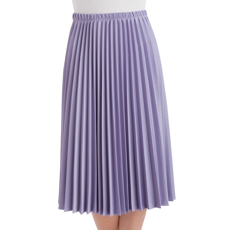 Collections Etc Classic Pleated Mid-Length Jersey Knit Midi Skirt with Comfortable Elastic Waistband, 1 of 4