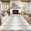 Washable Rug for Entryway, Geometric Diamond Stripes, Low Pile Distressed Farmhouse Carpet, Soft Neutral Carpet for Bedroom - 4 of 4