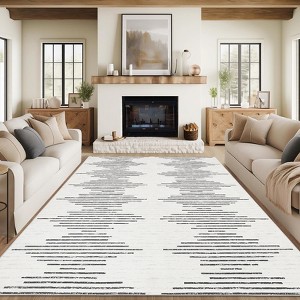 Modern Rug for Living Room Non-Slip Striped Floor Mat - 1 of 4