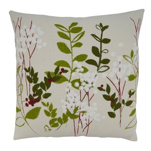 Saro Lifestyle Down-Filled Throw Pillow With Holiday Botanical Design - 1 of 3