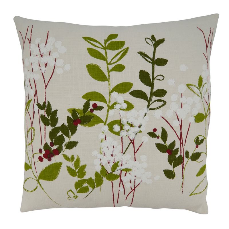 Saro Lifestyle Down-Filled Throw Pillow With Holiday Botanical Design, 1 of 4