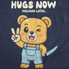 Mens Funny T Shirt Hugs Now Violence Later Sarcastic Cute Bear Graphic Novelty Tee for Men - Crazy Dog Men's T Shirt With Sarcastic Sayings - 2 of 4