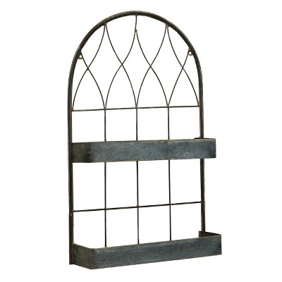 VIP Metal 31 in. Gray 2 Tier Wall Shelf Gate Decor