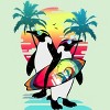 Girl's Design By Humans Penguin Summer Vacation By clingcling T-Shirt - 2 of 3