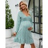 Clearlove Women's Short Sleeve Ruffle Dress V Neck Summer Casual Smocked Flowy Midi Dress for Baby Shower - 3 of 4