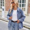 Clearlove Women Casual Denim Jacket Boyfriend Jean Coat with Pocket - 2 of 4
