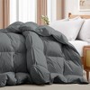 Peace Nest 100% Cotton White Goose Down Comforter Pleated Fluffy Feather Comforter Duvet Insert with Corner Tabs for All Seasons, Gray - 2 of 4