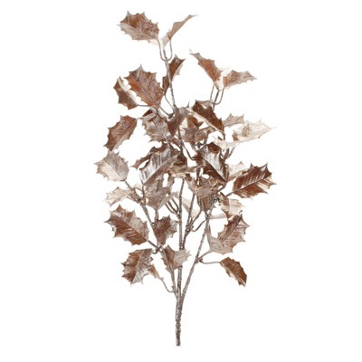 Melrose Metallic Holly Leaf Spray (Set of 6)