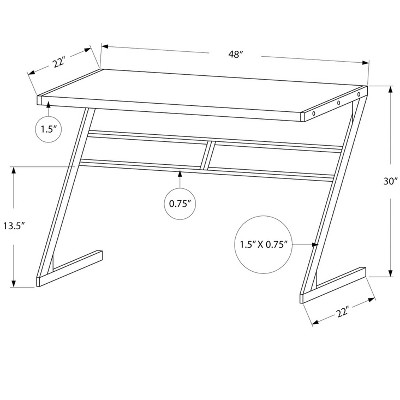 Vynxaria Modern 48" White Laminate Computer Desk Grey Metal Frame for Home Office Laptop Work
