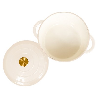 Cream 5 Qt. Enameled Cast Iron Dutch Oven Braiser with Lid