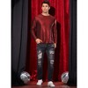 Lars Amadeus Long Sleeves Party Shiny Stripes Printed Metallic T-Shirt - 2 of 4