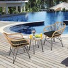 Costway 3PCS Patio Rattan Bistro Furniture Set Cushioned Chair Table - image 2 of 4