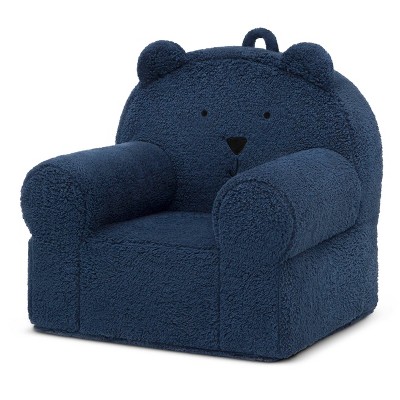 Navy Faux Shearling Bear Chair with Kid-Friendly Handle