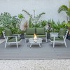 LeisureMod Walbrooke 4-Piece Modern White Patio Conversation Set – Square Fire Pit with Tank Holder & Sectional Seating for Outdoor Spaces - 2 of 4