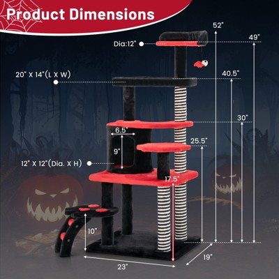 Gothic Red and Black Sisal Cat Tree Tower with Condo