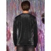 Lars Amadeus Men's Long Sleeves Mesh Sheer Club Glitter See Through T-Shirt - 3 of 4