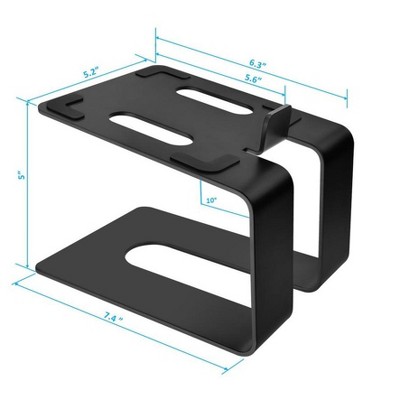 Black Metal Tilted Desktop Bookshelf Speaker Stands Pair