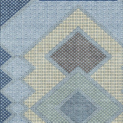 Denim Blue Gray And Brown Geometric Washable Indoor Outdoor Area Rug