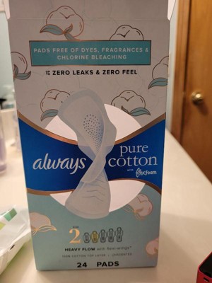Always Pure Cotton with FlexFoam Pads for Women Size 4 Overnight