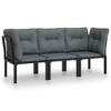 vidaXL 3 Piece Patio Lounge Set Black and Gray Poly Rattan - 2 of 4