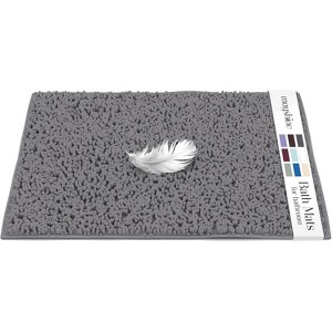Mayshine Luxury Plush Shaggy Chenille Bathroom Mat, Non-Slip Bathmat, Super Absorbent Bathroom Rug, Gray, 32 x 20 in - 1 of 4